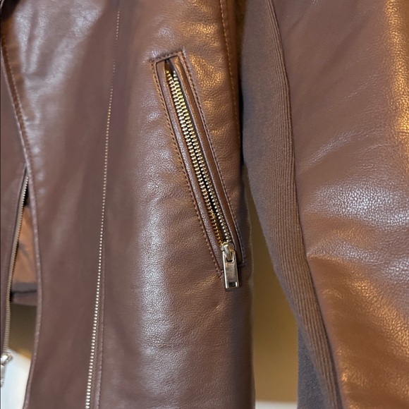 Lane Bryant Faux-Leather Moto Jacket Brown Mauve Sz 14/16 - Picture 8 of 9